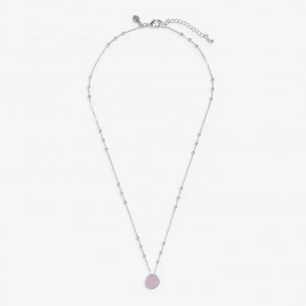 Beau Lilac Enamel Silver Plated Zirconia 46cm + 5cm Necklace 7129