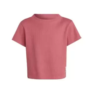 adidas Lounge Waffle Knit Loose T-Shirt Kids - Pink Strata / Off White / Blac