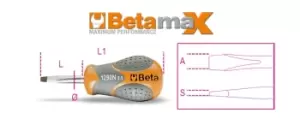 Beta Tools 1290N Beta MAX Slotted / Flat Head Stubby Screwdriver 4 x 30mm