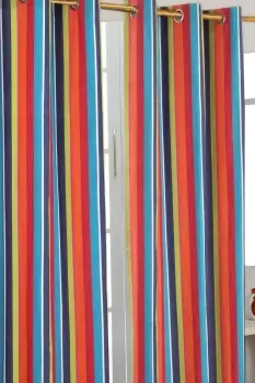 Multi Stripes Ready Made Eyelet Curtain Pair