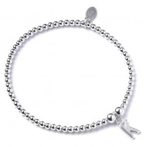 Initial K Charm with Sterling Silver Ball Bead Bracelet