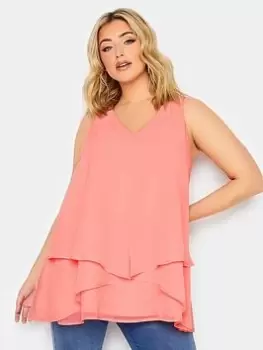 Yours Layered Sleeveless Top - Pink, Size 16, Women