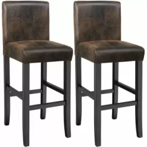 Tectake - 2 Breakfast bar stools made of artificial leather - bar stool, kitchen stool, wooden stool - antique brown - antique brown