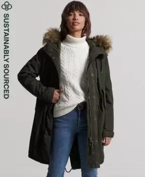 Superdry Womens Authentic Military Parka Coat Green / Surplus Goods Olive - Size: 14