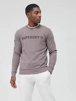 Superdry Logo Crew Neck Sweatshirt - Sand , Rock, Size 2XL, Men