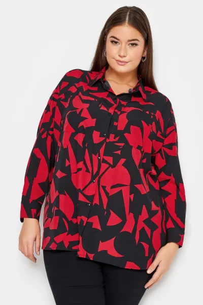 Abstract Print Oversized Shirt