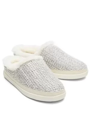 TOMS Cosy Sweater Mule Slippers, White, Size 8, Women