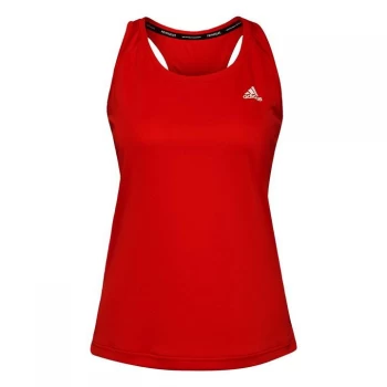 adidas Primeblue Designed 2 Move 3-Stripes Sport Tank Top - Vivid Red / White