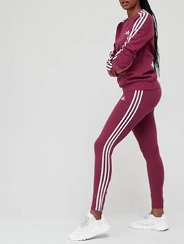 adidas Essentials 3 Stripes Fleece Sweat Top - Dark Red, Dark Red, Size S, Women