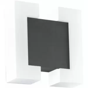 Loops - IP44 Outdoor Wall Light Anthracite & Modern White Square 4.8W Built in led