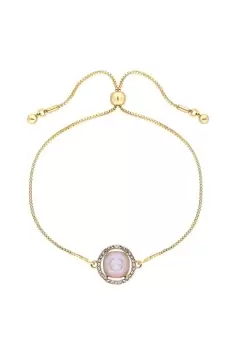 Gold Plated Ivory Cream Halo Toggle Bracelet