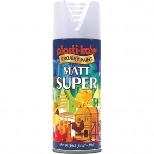 Plastikote Super Matt Aerosol Spray Paint White 400ml