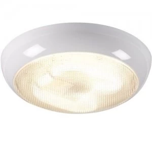 KnightsBridge 28W IP44 Polo Bulkhead With White Base - Prismatic Diffuser