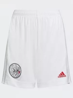 adidas Ajax Amsterdam 21/22 Home Shorts, White/Grey, Size 11-12 Years