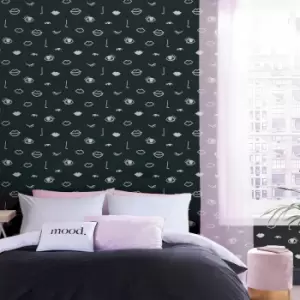 Eye Woke Up Like This Black Wallpaper Muriva Modern Abstract - Sassy B