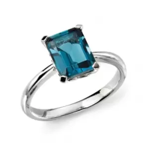 Elements 9ct White Gold London Blue Topaz Ring GR504T