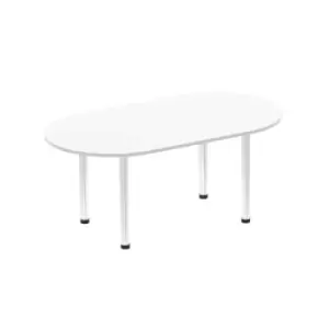 Impulse 1800mm Boardroom Table White Top Brushed Aluminium Post Leg