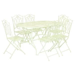 Charles Bentley Wrought Iron 6-Seater Outdoor Dining Set - Pastel Green