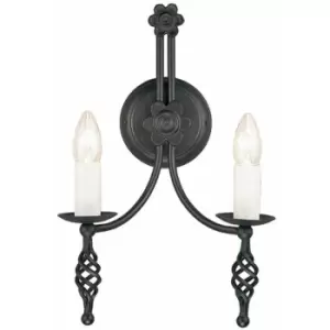 Loops - Twin Wall Light Hand Crafted Flower Design Black LED E14 60W