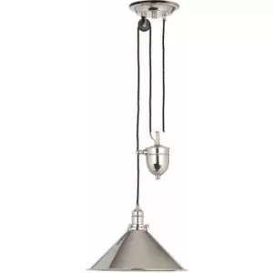 1 Bulb Ceiling Pendant Light Fitting Highly Polished Nickel LED E27 100W