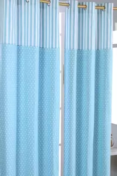 Polka Dots Blue Ready Made Eyelet Curtain Pair