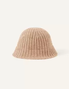 Accessorize Womens Knit Bucket Hat Camel, Size: 57cm