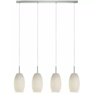 Pendant Light Satin Nickel Shade White Glass Wiping Technique Bulb E27 4x40W