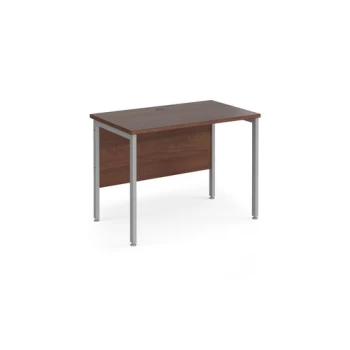 Office Desk 1000mm Rectangular Desk With H-Frame Leg Walnut Tops With Silver Frames 600mm Depth Maestro 25