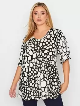 Yours Pebble Print Top - Black/White, Size 30-32, Women