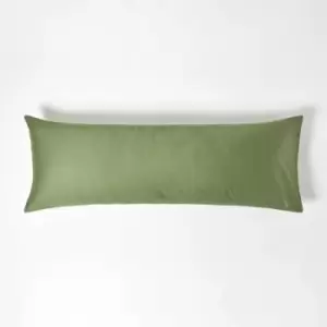 Moss Green Organic Cotton Housewife Pillowcase 400 Thread Count, Body Pillowcase - Moss Green - Moss Green - Homescapes