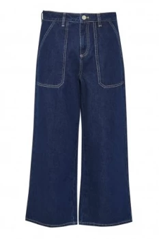 French Connection Cargo Twill Wide Leg Culottes Indigo