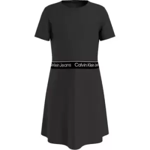 Calvin Klein Jeans Logo Tape Ss Punto Dress - Black