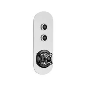 Hudson Reed Traditional Push Button Shower Valve (twin Outlet) - Black/Chrome