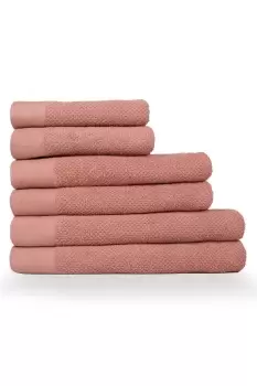 Textured Weave Oxford Panel Cotton 6 Piece Hand/Bath/Sheet Towel Bale