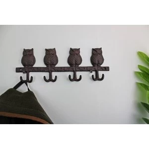 Rustic Cast Iron Wall Hooks, Owls