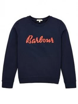 Barbour Girls Otterburn Crew Sweatshirt - Navy, Size Age: 8-9 Years, Women