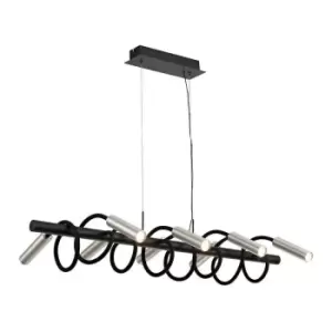 Linear Ceiling Pendant, 8 Light Adjustable Arms, 8 x 4W LED Dimmable, 3000K, 2000lm, Black, Aluminium - Luminosa Lighting