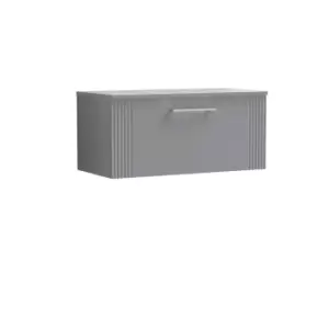 Nuie Deco 800mm Wall Hung Single Drawer Vanity & Worktop - Satin Grey