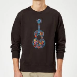 Coco Guitar Pattern Sweatshirt - Black - XXL