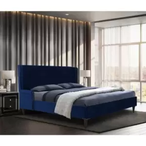 Envisage Trade - Shanaya Upholstered Beds - Plush Velvet, Small Double Size Frame, Blue - Blue