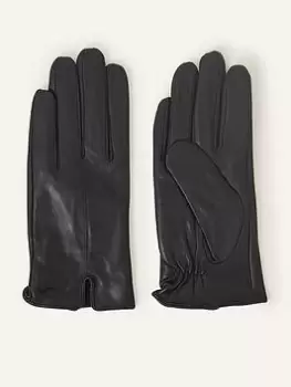 Accessorize Classic Leather Gloves, Black, Size M/L, Women