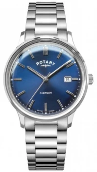 Rotary Mens Avenger Stainless Steel Bracelet Blue Dial Watch