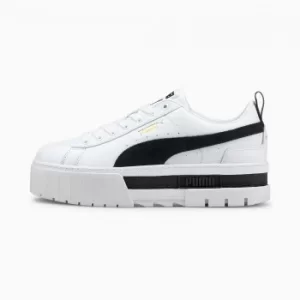 PUMA Mayze Womens Sneakers, White/Black, size 5.5, Shoes