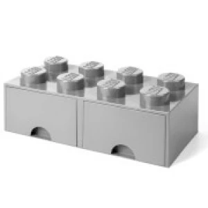 LEGO Storage 8 Knob Brick - 2 Drawers (Medium Stone Grey)