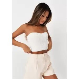 Missguided Chunky knit bandeau top - Cream