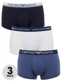 Emporio Armani Bodywear 3 Pack Trunks - Blue/White/Navy