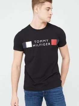 Tommy Hilfiger Block Stripe Hilfiger T-Shirt - Black