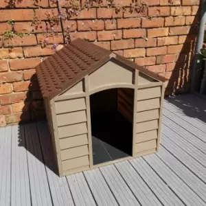 Plastic Dog Kennel / House in Brown Garden Patio Ð 71cm x 71cm x 68cm