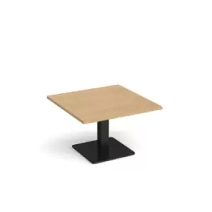 Brescia square coffee table with flat square Black base 800mm - oak