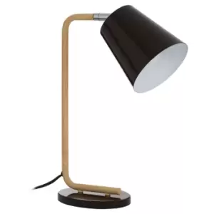 Premier Housewares Bruin Table Lamp in Wood/Metal - Black